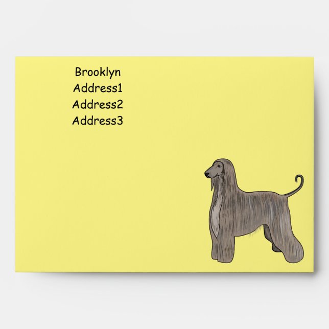Afghan hound dog cartoon illustration envelope (Front)
