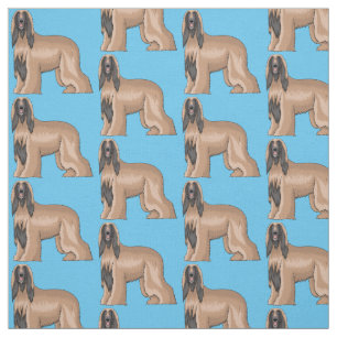 Afghan hound dog cartoon illustration  fabric