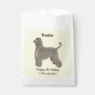 Afghan hound dog cartoon illustration favour bags