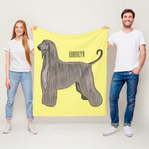 Afghan hound dog cartoon illustration fleece blanket