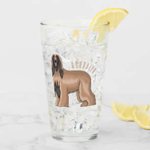Afghan hound dog cartoon illustration glass