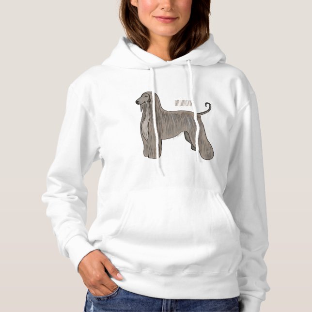 Afghan hound dog cartoon illustration  hoodie (Front)