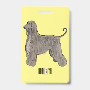 Afghan hound dog cartoon illustration ID badge