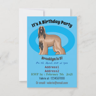 Afghan hound dog cartoon illustration  invitation