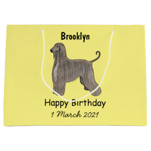 Afghan hound dog cartoon illustration large gift bag