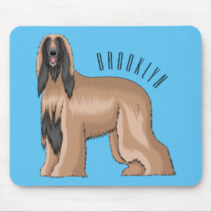 Afghan hound dog cartoon illustration mouse pad