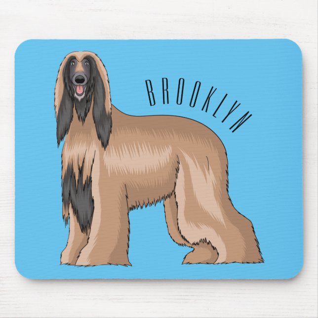 Afghan hound dog cartoon illustration  mouse pad (Front)