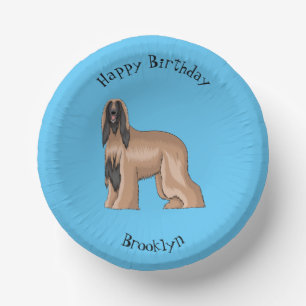 Afghan hound dog cartoon illustration paper plate