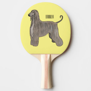 Afghan hound dog cartoon illustration ping pong paddle