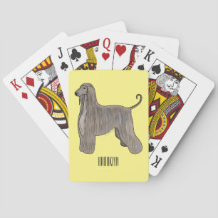 Afghan hound dog cartoon illustration  playing cards