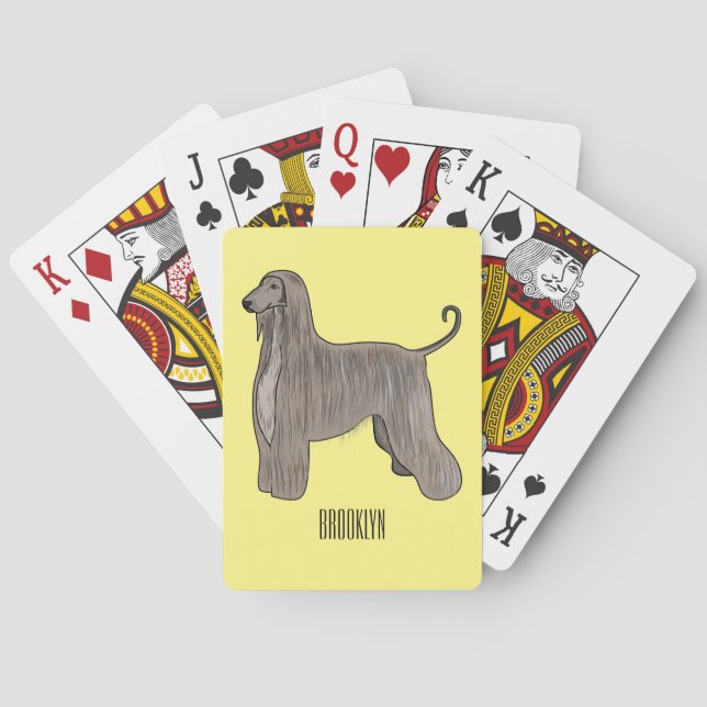 Afghan hound dog cartoon illustration  playing cards (Back)