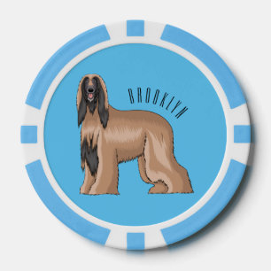 Afghan hound dog cartoon illustration poker chips