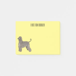 Afghan hound dog cartoon illustration post-it notes