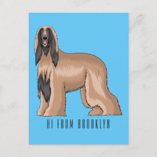 Afghan hound dog cartoon illustration postcard