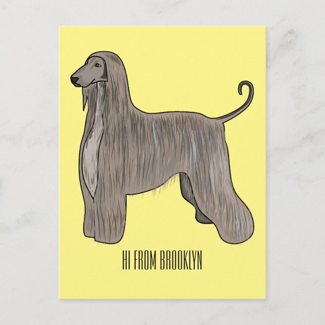 Afghan hound dog cartoon illustration  postcard (Front)