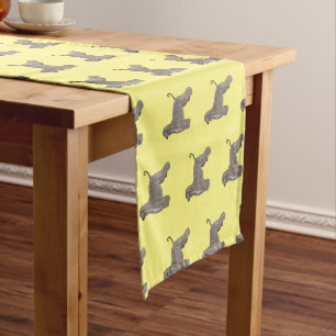 Afghan hound dog cartoon illustration  short table runner