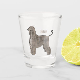 Afghan hound dog cartoon illustration  shot glass