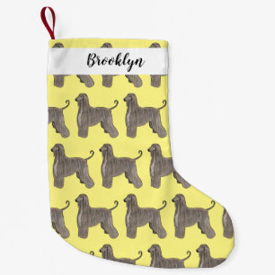 Afghan hound dog cartoon illustration small christmas stocking