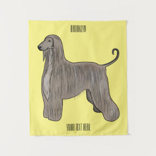 Afghan hound dog cartoon illustration tapestry