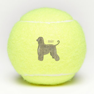 Afghan hound dog cartoon illustration tennis balls