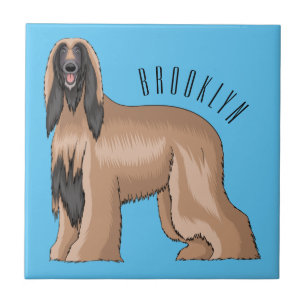 Afghan hound dog cartoon illustration  tile