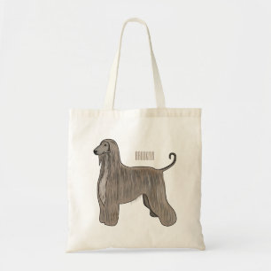 Afghan hound dog cartoon illustration  tote bag