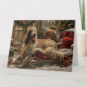 Afghan Hound Dog Christmas Festive Card
