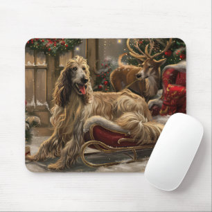 Afghan Hound Dog Christmas Festive Mouse Pad