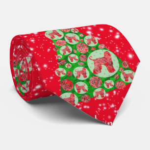 Afghan Hound Dog Christmas Tree Red Neck Tie
