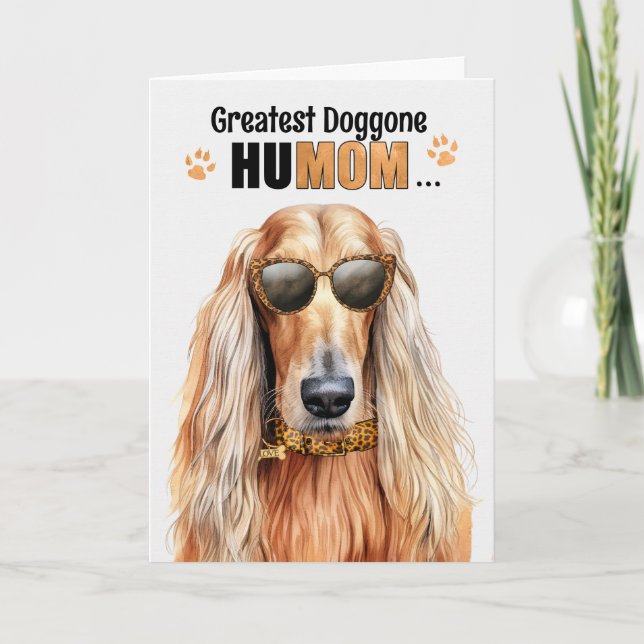 Afghan Hound Dog Greatest HuMOM Mother's Day Holiday Card (Front)