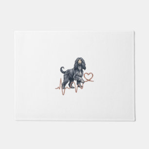 Afghan Hound Dog Heartbeat Line Heart Doormat