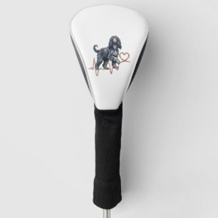 Afghan Hound Dog Heartbeat Line Heart Golf Head Cover