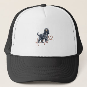 Afghan Hound Dog Heartbeat Line Heart Trucker Hat