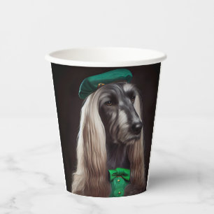 afghan hound dog in St. Patrick's Day Dress Paper Cups