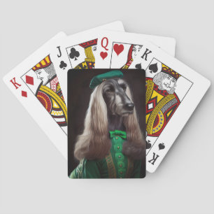 afghan hound dog in St. Patrick's Day Dress Playing Cards