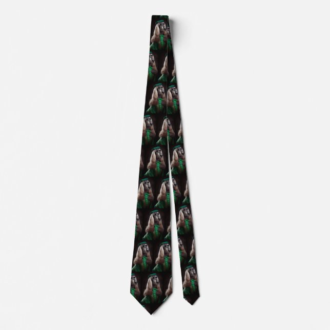 afghan hound dog in St. Patrick's Day Dress Tie (Front)