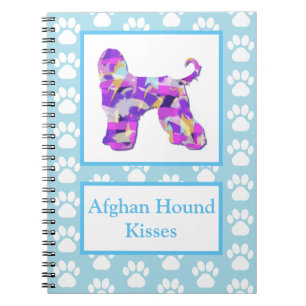 Afghan Hound Dog Kisses Silhouette Blue PPY&B Notebook