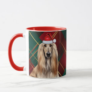 Afghan Hound Dog Lover Holiday Plaid Christmas Mug