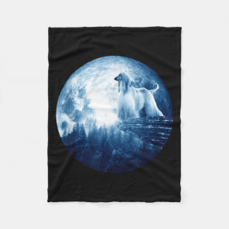 Afghan Hound Dog Moon Dog Mum Dad Women Men Dog Fleece Blanket