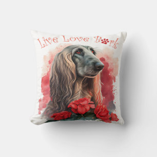 Afghan Hound Dog Mum Floral Cushion