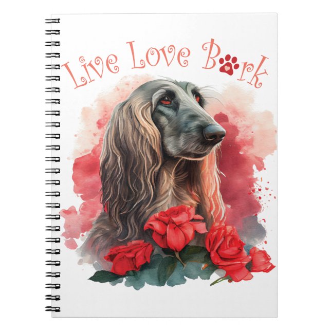 Afghan Hound Dog Mum Floral Notebook (Front)