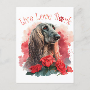 Afghan Hound Dog Mum Floral Postcard