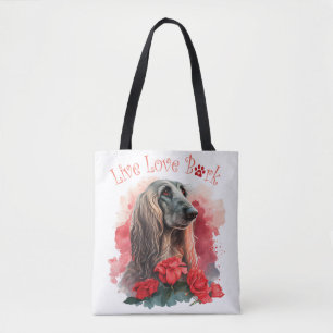 Afghan Hound Dog Mum Floral Tote Bag