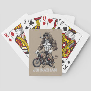 Afghan Hound Dog, muscular, tattooed, bodybuilder Playing Cards