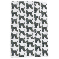 Afghan Hound Dog & Paw Silhouette Grid White
