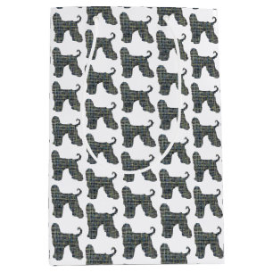 Afghan Hound Dog & Paw Silhouette Grid White Medium Gift Bag