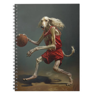Afghan Hound Dog Playing Basketball Notebook