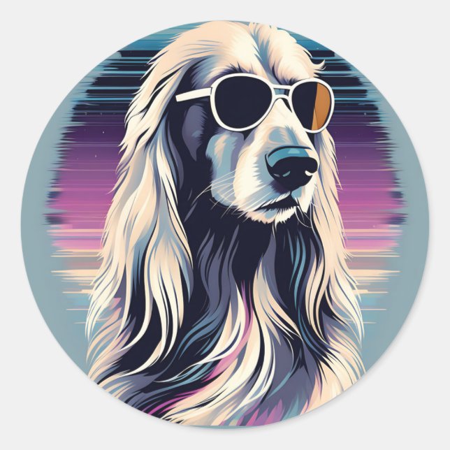 Afghan Hound Dog Portrait Classic Round Sticker (Front)