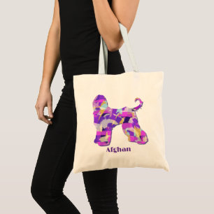 Afghan Hound Dog Purple Silhouette 2 Sided Tote Bag