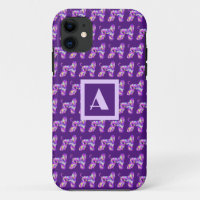 Afghan Hound Dog Purple Silhouette Monogram